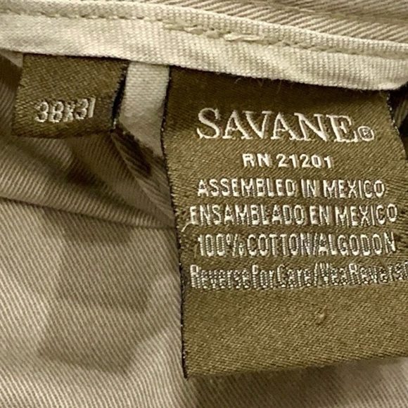 Savane Men’s Pleated Chino Pants Trousers Khaki with Cuffs 38 x 31 Office Preppy - Picture 11 of 13